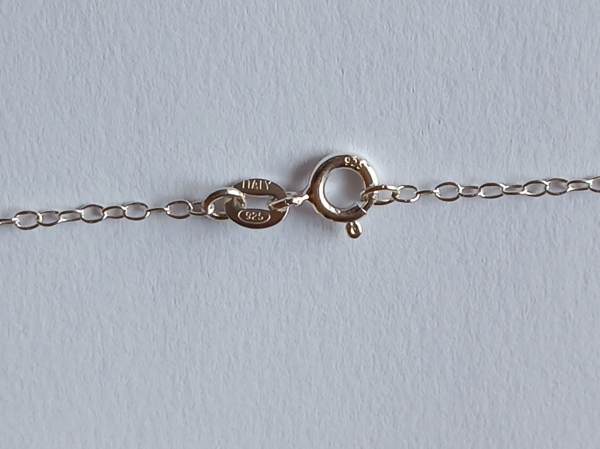 silver chain with pink zirconia pendant in free design-anchor chain 45 cm---